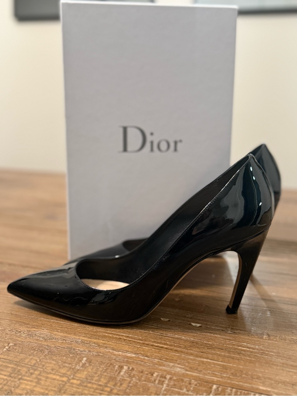 Dior Black Patent Leather Pointed Pumps with Stiletto Heel